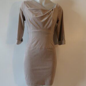 NWT Womens Black Halo Gray Faux Suede 3/4 Sleeve Dress 4